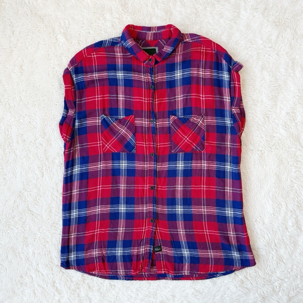 Cherry Cobalt ButtonUp Short-Sleeve Shirt (Britt) L.A Designer, RAILS